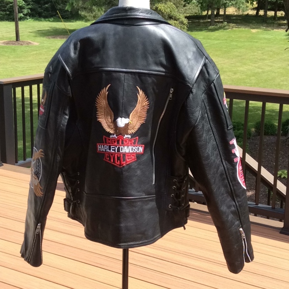 Men’s Harley Davidson Motorcycle Black Leather s48 - Picture 1 of 8